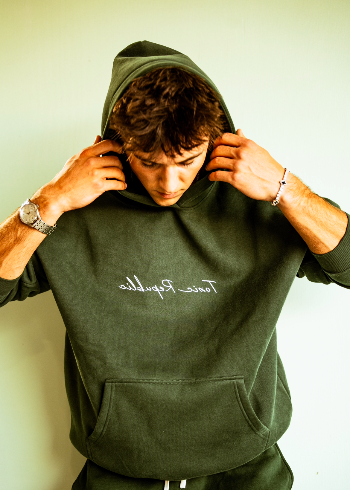 TR graphic hoodie- pine green